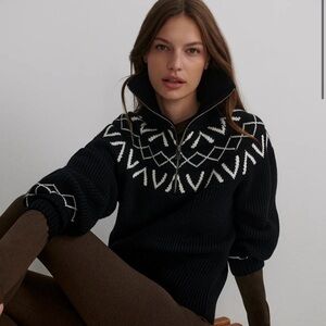 NWT VARLEY SIGRID FAIRISLE HALF-ZIP SWEATER